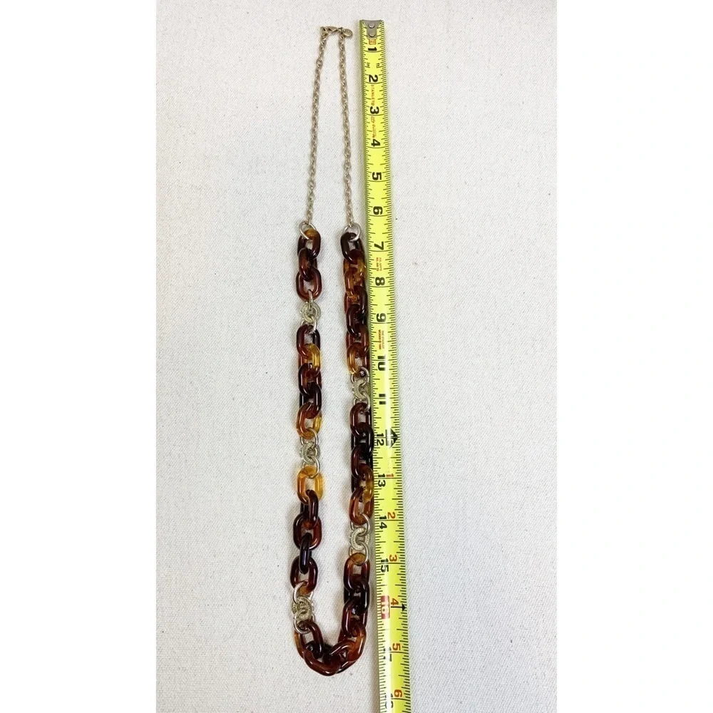Loft Ann Taylor Long Faux tortoise acrylic link Chain necklace